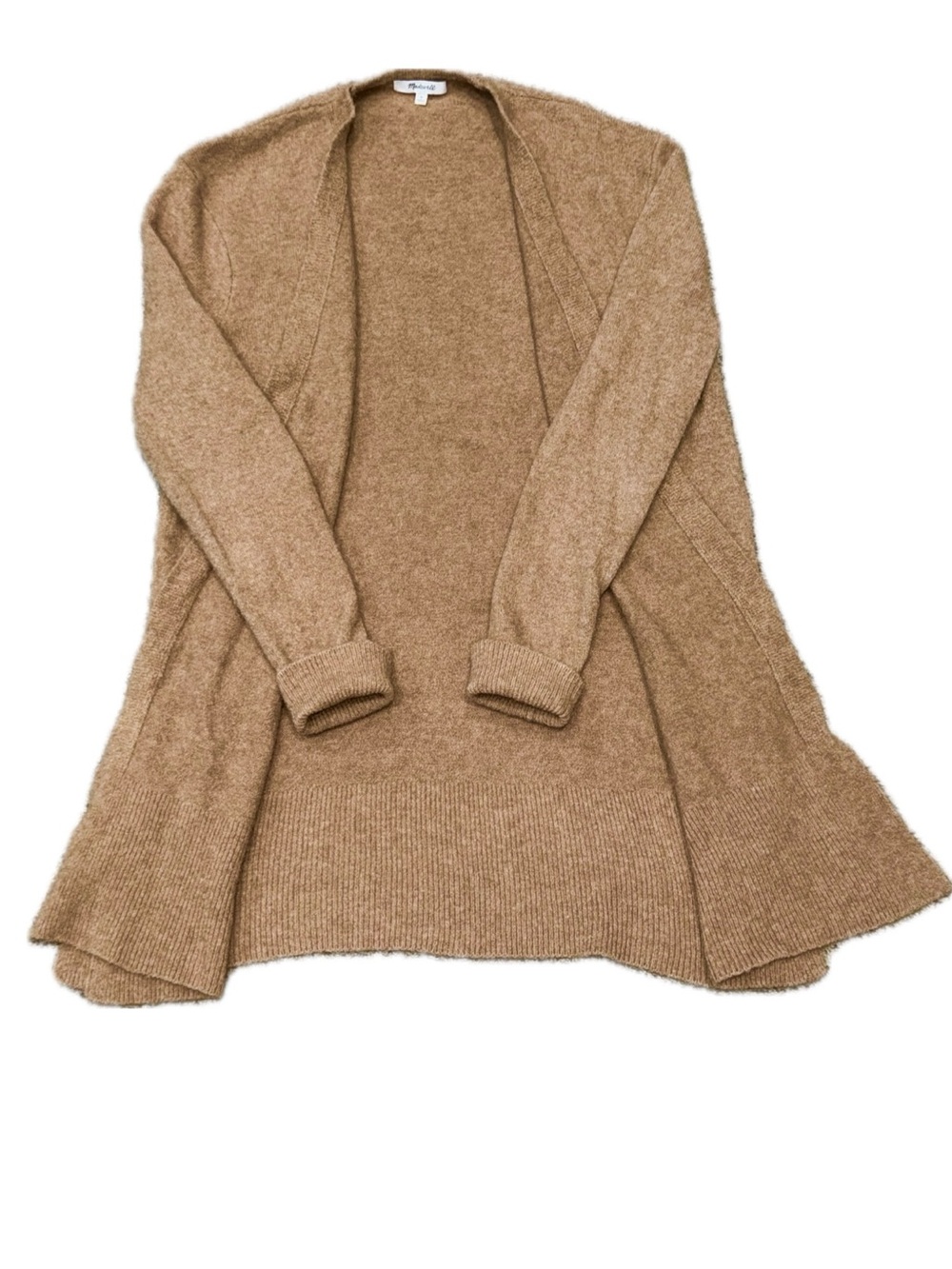 MADEWELL Merino Wool + Alpaca Blend Open Front Tan Camel Cardigan Cozy | Sz M